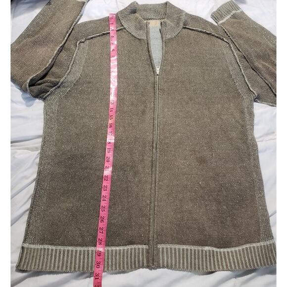 BKE Buckle Rib Knit Jacket Men's XL Tan Full Zip Mock-Neck Y2K Grunge Sweater - Picture 8 of 9
